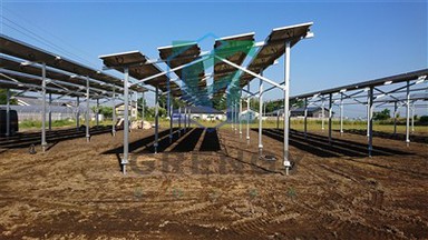 Sistema de suporte de montagem para estufa agrícola solar