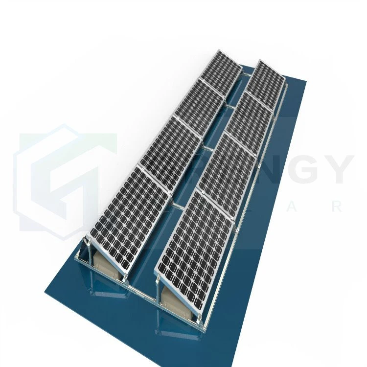 Estantes solares com lastro de telhado plano